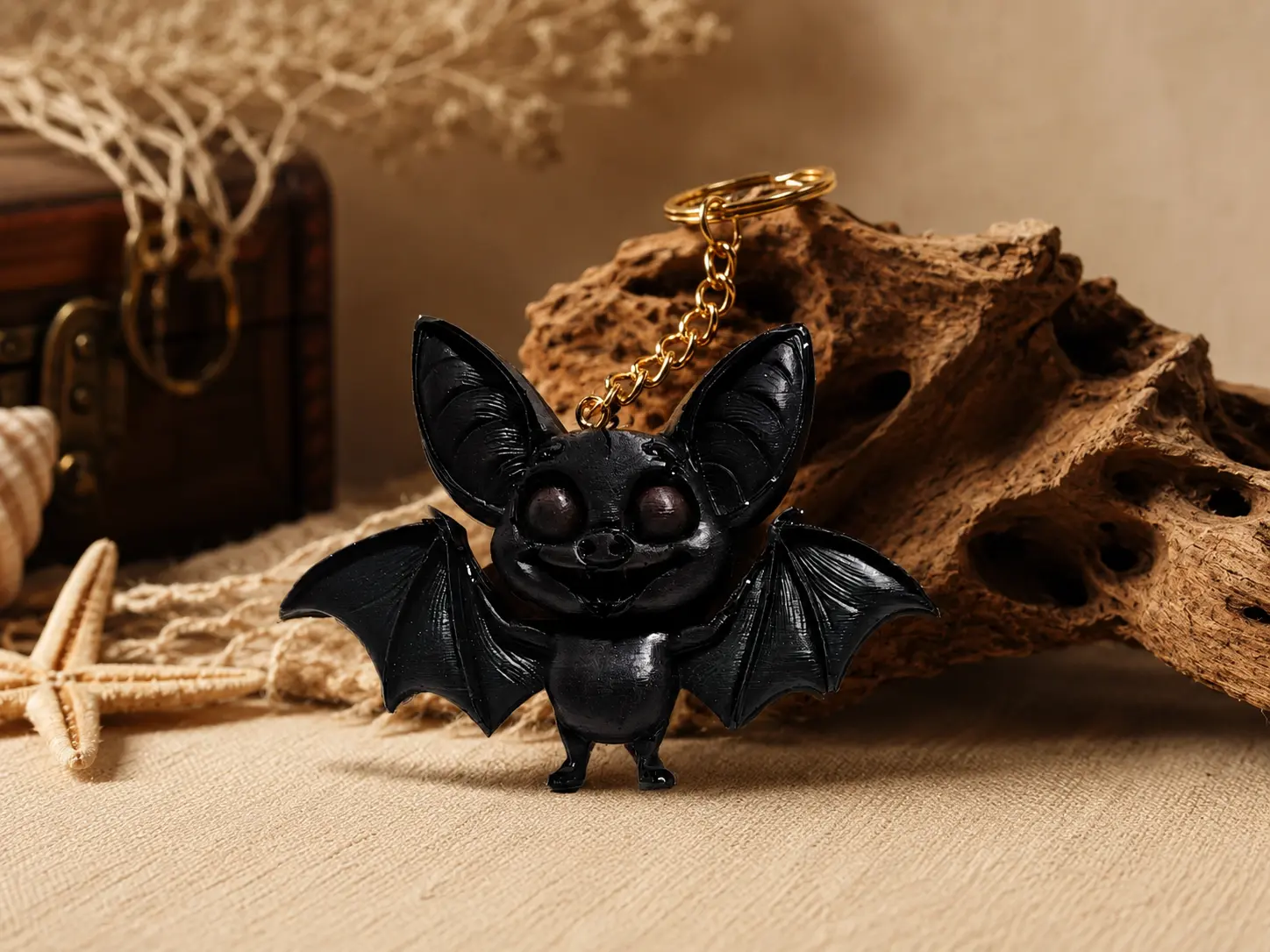 Schwarzer Fledermaus-Schlüsselanhänger
